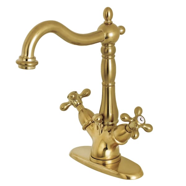 KS1437AX 2-Handle Bathroom Faucet W/Brass Pop-Up & Cover Plate, Brass
